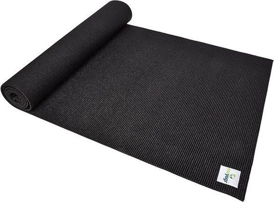 Ecoyogi Classic PVC Yogamat Zwart – (183x61 cm) – 6 mm Dikte voor Optimale Demping – Inclusief Draagriem - Comfortabel & Slijtvast - Voor Binnen & Buiten – Ideaal voor Beginners – Dikke Yoga Mat - Geschikt als Pilates mat Sport mat en Fitness mat van Merkloos