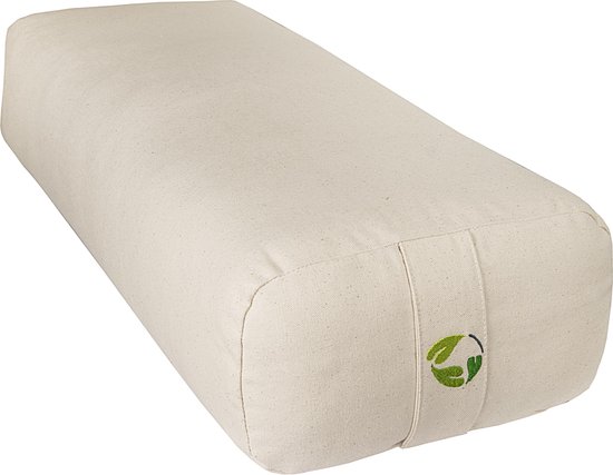 Ecoyogi Rechthoekige Yoga Bolster (70x30x18 cm) – Kleur: Naturel / Creme - Duurzaam 100% Ecologisch Katoen – Comfortabele Ondersteuning voor Yoga & Ontspanning – Wasbare Hoes van Merkloos