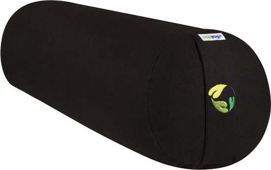 Ecoyogi Yogabolster Eco Katoen Zwart - 60 x 20 cm (Lengte x Diameter) – 4 KG – Wasbare Buitenhoes – Aanpasbare Boekweit Vulling - 100% Gecertificeerd Biologisch Katoen - GOTS Gecertificeerd - Duurzame Yoga bolster – Yoga rol van Ecoyogi