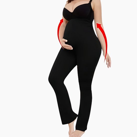 Elegante Zwangerschaps Flare Broek - Met Zakken - Zachte Stof - Steekzakken - Flared Pants - Wijd Uitlopende Pijpen - Rekbaar - Hoge Taille - Meerdere kleuren - Praktisch - Stijlvol - Comfortabel - Zwart - Maat S van Merkloos