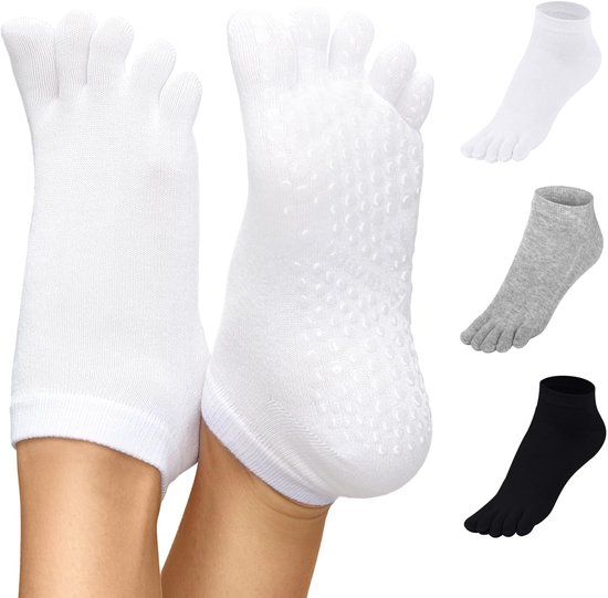 Elzusha- Enkelsokken 99% katoen - Antislip - Teensokken - Yoga - Pilates - Individuele teenconstructie - Comfortabel en ademend van Elzusha