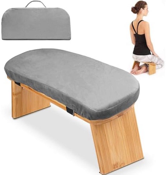 Ergonomische Meditatiebank van Bamboe - Opvouwbare Meditatiekruk met Comfortabel Kussen voor Meditatie en Gebed van Merkloos