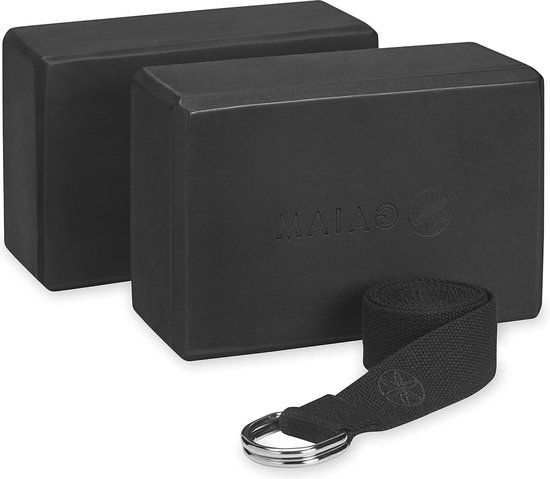 Essentials Yoga Blok Set 2-Pack & Yoga Bandjes Zwart - Gaiam, comfort en ondersteuning van Gaiam