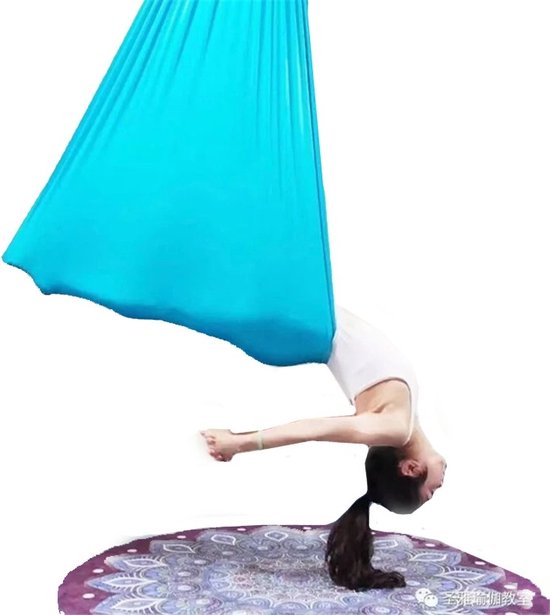 Eszenzics™ Yoga hangmat - Extra sterk doek - Tot 900 kg - Hangmat - Aerial Swing - Kwalitatief, ademend, stretchstof - Azuurblauw - 5x2.8m' van Eszenzics™