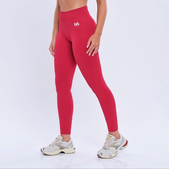 Euphoria High Waist Sportlegging Dames - Sportkleding Dames - High Waist - Sportbroek Dames - Yoga Broek Dames - Rood - Maat M