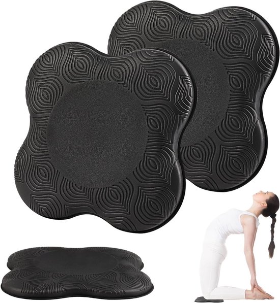 EXCITAT 2 stuks - Yoga kniebeschermers - Antislip yogamat - Yoga accessoire - Geschikt voor fitness, stretchen en plank - Zwart - 20*20cm