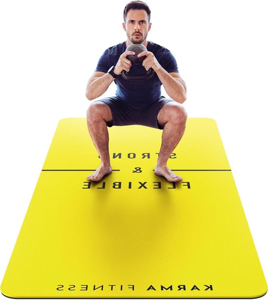 Extra brede en extra dikke Grote trainingsmat voor mannen en vrouwen - 183 cm x 80 cm x 10 mm - TPE Fitness antislip yogamat voor thuis HIIT workouts pilates gymnastiek Yogamat