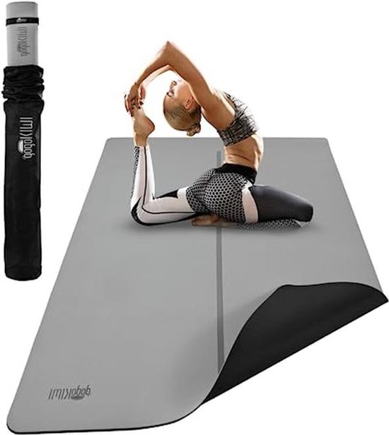 Extra brede en lange yogamat 2,5 cm dik met draagriem voor fitness en training - antislip van Merkloos