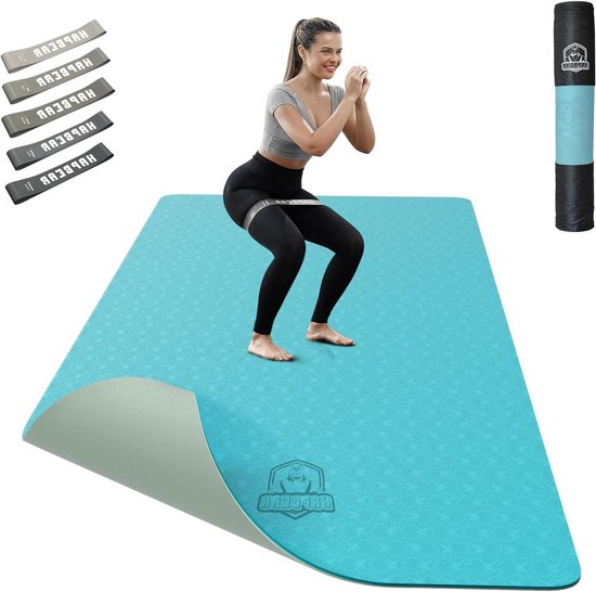 Extra Brede Yogamat - Sportmat Fitness - Comfortabel Trainen - Extra Grote Afmetingen - 183x91cm - Turquoise Mintgroen van Merkloos