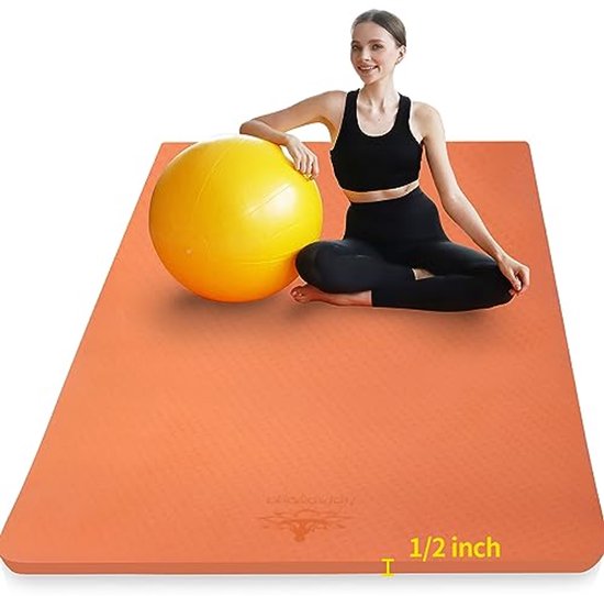 Extra Dikke Antislip Yoga Mat voor Yoga, Pilates en Thuis Fitness - 6'x4'x1/2"