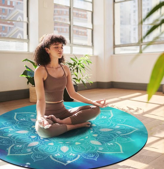 Extra Dikke Ronde Yoga Mat – Comfortabel, Antislip Meditatie Mat 140 cm van Merkloos
