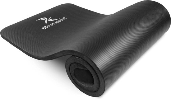 Extra dikke yoga- en pilatesmat - 13 mm of 25 mm - 71 inch - lange trainingsmat met comfortschuim en draagriem - zwart van DYNMC YOU