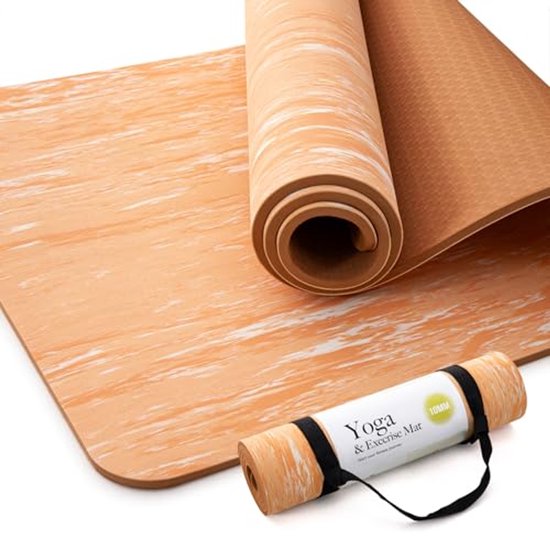 Extra dikke yogamat 10 mm antislip trainingsmat voor yoga, pilates en thuistraining van Merkloos