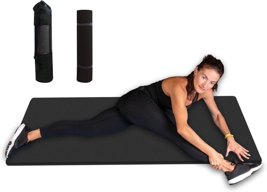 Extra dikke yogamat - Oefenmat trainingsmat - Thuis sporten - 15 mm dikte - 185 x 61 cm - Zwart