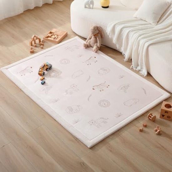 Extra Grote Speelmat 170x120 cm met Memory Foam - Safari Dieren Print - Antislip Baby Speelkleed - 2,5 cm Dik - OEKO-TEX Gecertificeerd