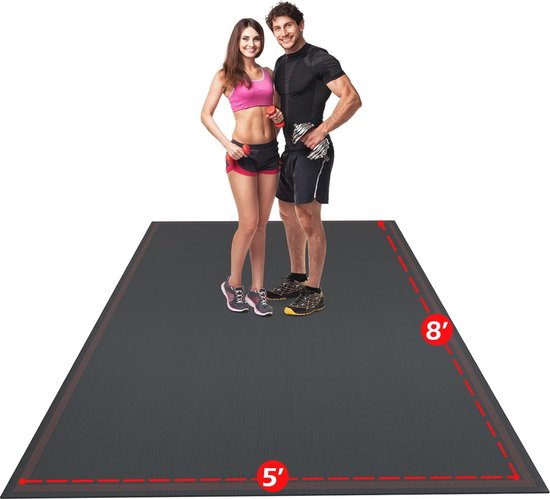 Extra grote yogamat 7 mm - antislip trainingsmat voor thuistraining, geschikt voor cardio en gewichtheffen
