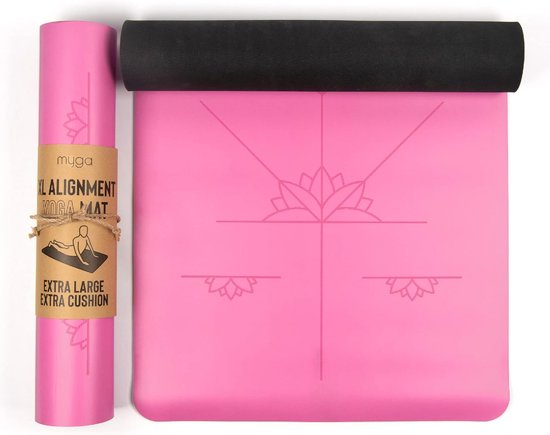 Extra Grote Yogamat met Lichaamsuitlijning - Antislip TPE Yoga & Oefenmat 205x70cm, 6mm Dik van Merkloos