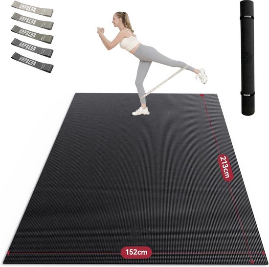 Extra grote yogamat, yogamat, 183 cm x 122 cm x 8 mm/213 cm x 152 cm x 8 mm, antislip, pvc, gymnastiekmat, sportmat, fitnessmat, schoenvriendelijk van Merkloos