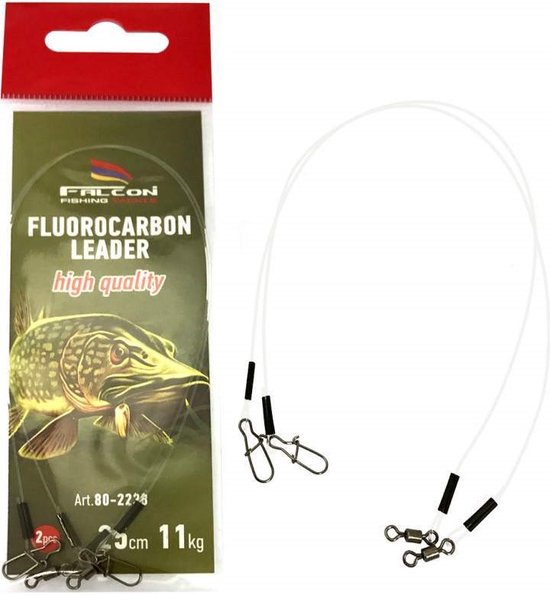 Falcon Fluorocarbon Leader - 14kg - 25cm - 2 stuks - Roofvis Fluorcarbon onderlijn - Kunstaas onderlijn van Falcon