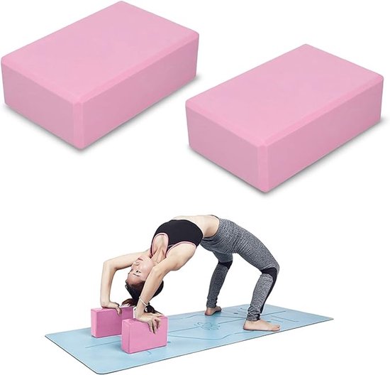 Famanu - 2 STKS Yoga Blok, Lichtgewicht High Density Foam Oefening Blokken Gewicht Blokken Voor Yoga Pilates Meditatie Roze