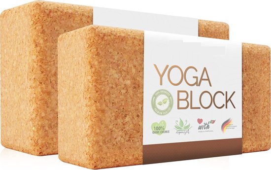 Famanu - Yoga blok kurk set 2-100% natuurlijk – Hatha Klotz ook voor beginners Meditatie & Pilates, fitnessaccessoires hulpmiddelen voor yoga, rug, yoga blokken