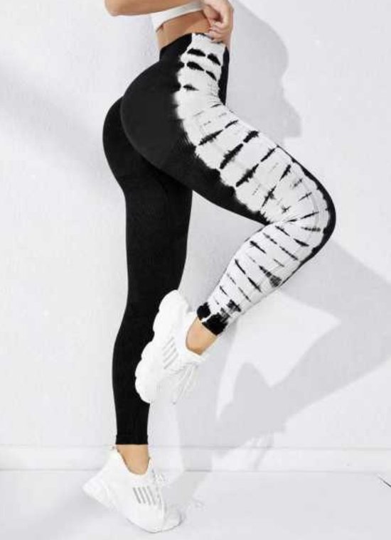 Fantasia Gym Legging - Maat M - Zwart/Wit - Gymkleding - Sportkleding - Sportlegging - Yogakleding - Yogalegging van Fantasia
