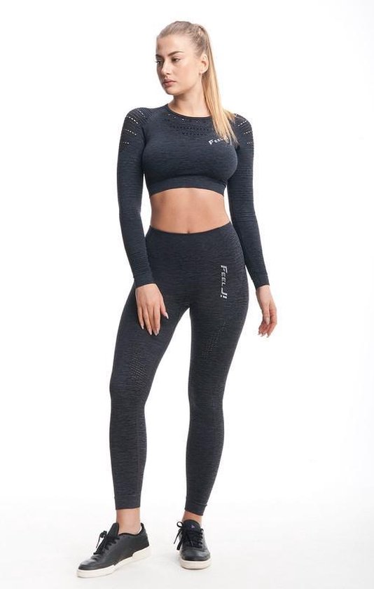 Feelj Seamless Sportlegging Dames High Waist Iron - Grafiet Melange - S/M van Feelj