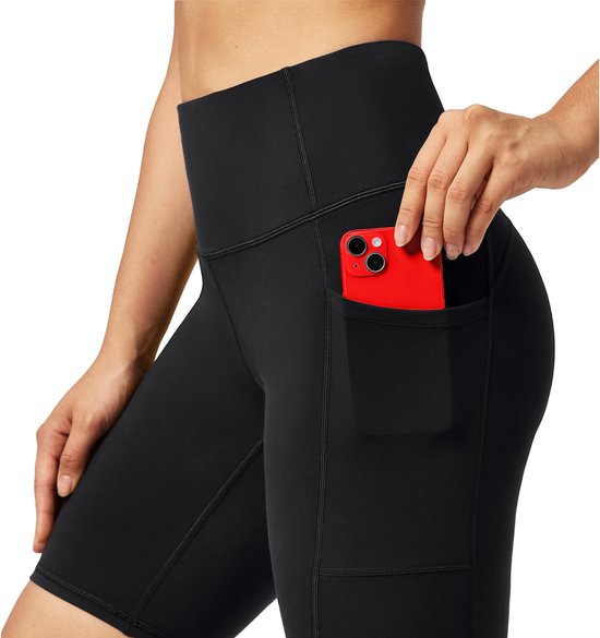 Fietsbroekjes voor dames met zakken, korte shorts, leggings met hoge taille voor zomersporten, fitness en yoga L.