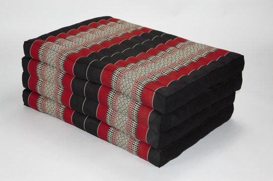 Fine Asianliving Thais Kussen Matras Gevouwen 80x200cm Mat Kussen XXXL Zwart Rood Meditatie Mat Matras van Fine Asianliving