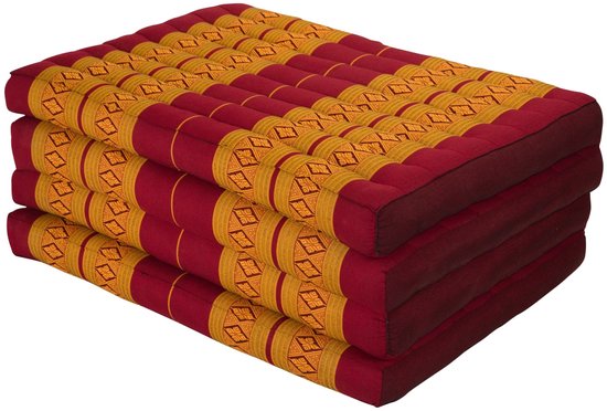 Fine Asianliving Thais Kussen Matras Gevouwen 80x200x8cm Mat Kussen XXXL Thai Oranje Meditatie Mat Matras van Merkloos