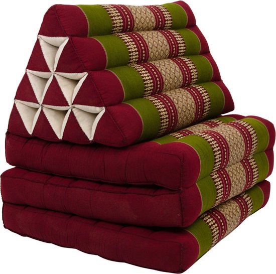 Fine Asianliving Thais Kussen Meditatie Driehoek Vloer Ligmat Yoga Uitklapbaar Bordeaux Groen Meditatie Mat Matras van Merkloos