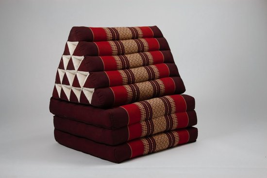 Fine Asianliving Thais Kussen Meditatie Driehoek Vloer Ligmat Yoga Uitklapbaar Kapok 54x180x6cm XL Bordeauxrood Meditatie Mat Matras van Fine Asianliving