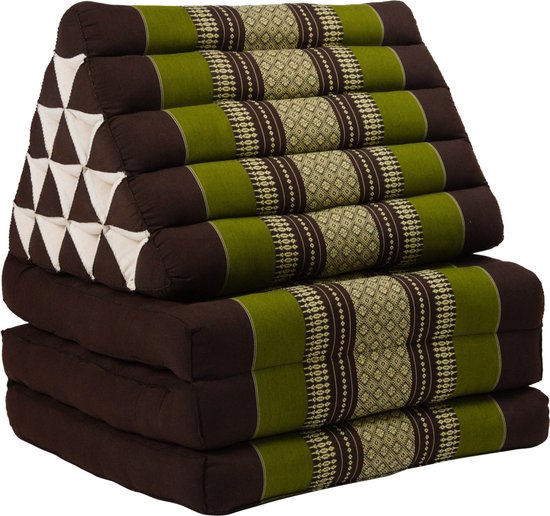 Fine Asianliving Thais Kussen Meditatie Driehoek Vloer Ligmat Yoga Uitklapbaar Kapok 54x180x6cm XL Groen Meditatie Mat Matras van Fine Asianliving
