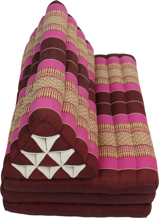 Fine Asianliving Thais Kussen Meditatie Driehoek Vloer Ligmat Yoga Uitklapbaar Kapok 80x190cm XXXL Fuchsia Meditatie Mat Matras van Merkloos