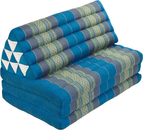 Fine Asianliving Thais Kussen Meditatie Driehoek Vloer Ligmat Yoga Uitklapbaar Kapok 80x190cm XXXL Hemels Blauw Meditatie Mat Matras van Fine Asianliving