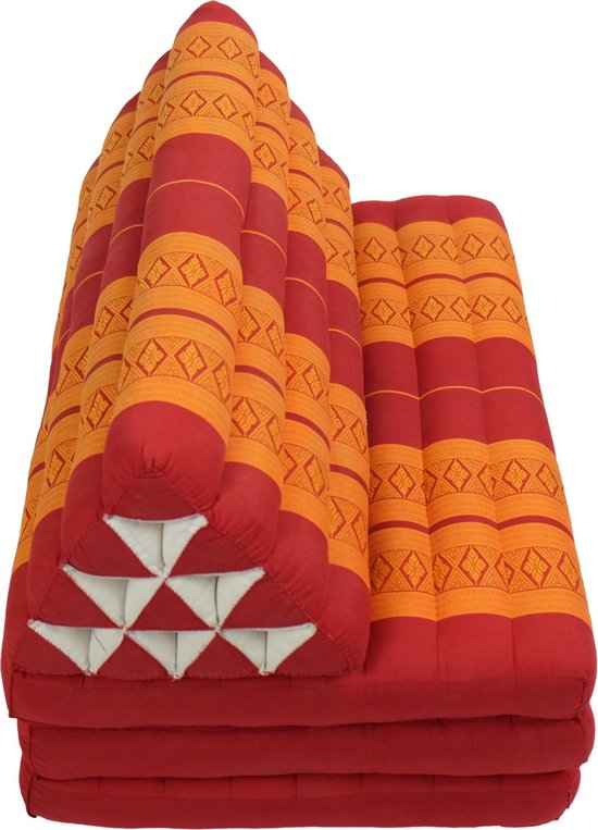 Fine Asianliving Thais Kussen Meditatie Driehoek Vloer Ligmat Yoga Uitklapbaar Kapok 80x190cm XXXL Oranje Meditatie Mat Matras