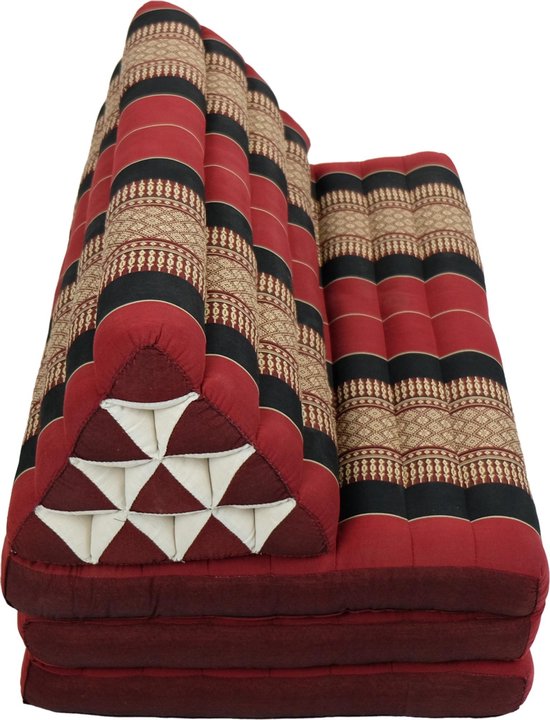 Fine Asianliving Thais Kussen Meditatie Driehoek Vloer Ligmat Yoga Uitklapbaar Kapok 80x190cm XXXL Rood Meditatie Mat Matras van Fine Asianliving