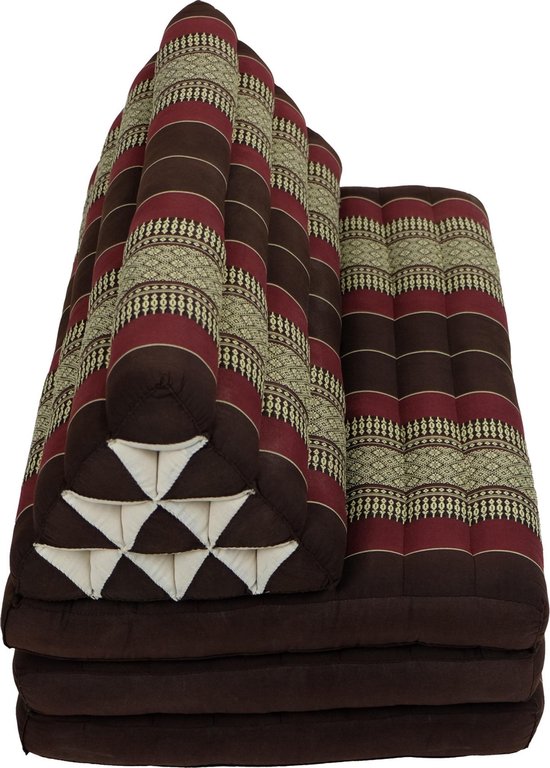 Fine Asianliving Thais Kussen Meditatie Driehoek Vloer Ligmat Yoga Uitklapbaar Kapok 80x190cm XXXL Zwart Rood Meditatie Mat Matras van Fine Asianliving