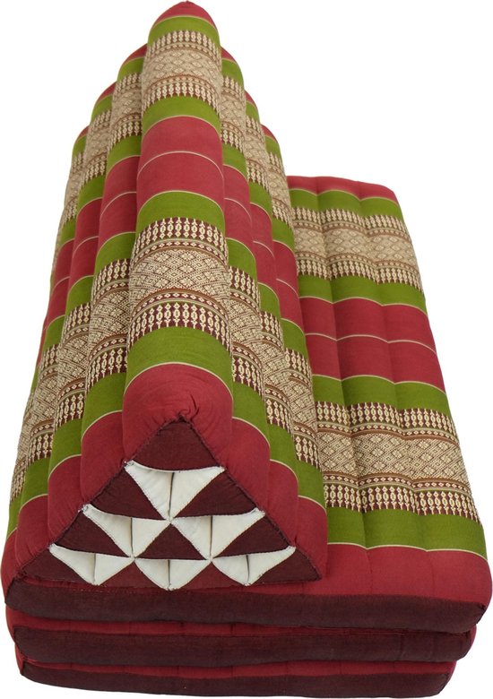 Fine Asianliving Thais Kussen Meditatie Driehoek Vloer Ligmat Yoga Uitklapbaar Kapok 80x190x7cm XXXL Bordeaux Groen Meditatie Mat Matras van Fine Asianliving