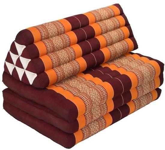Fine Asianliving Thais Kussen Meditatie Driehoek Vloer Ligmat Yoga Uitklapbaar Kapok 80x190x7cm XXXL Bordeaux Oranje Meditatie Mat Matras van Merkloos