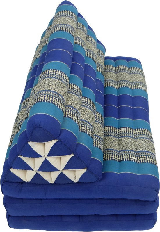 Fine Asianliving Thais Kussen Meditatie Driehoek Vloer Ligmat Yoga Uitklapbaar Kapok 80x190x7cm XXXL Oceaan Blauw Meditatie Mat Matras van Fine Asianliving