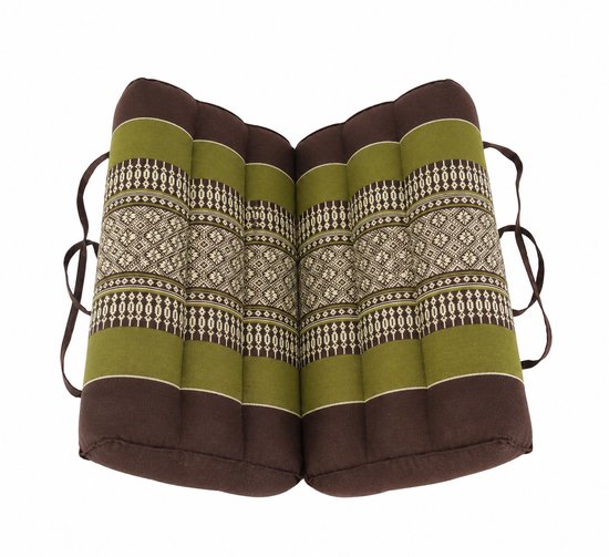Fine Asianliving Thais Kussen Meditatie Mat Yoga Blok Uitklapbaar 40x40x7cm Kapok Groen Meditatie Mat Matras