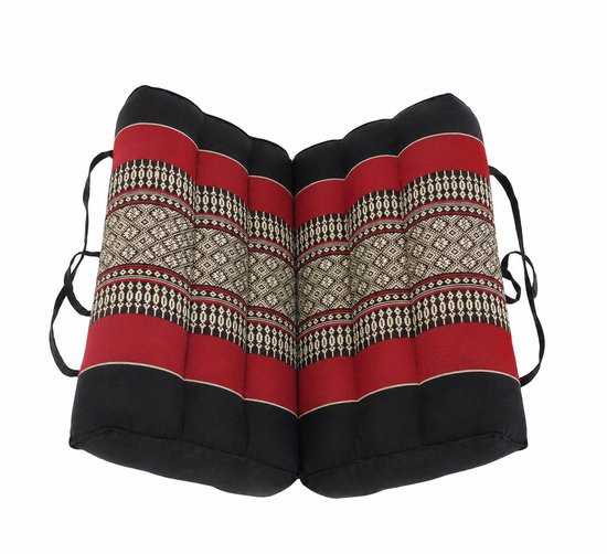 Fine Asianliving Thais Kussen Meditatie Mat Yoga Blok Uitklapbaar 40x40x7cm Kapok Rood Meditatie Mat Matras