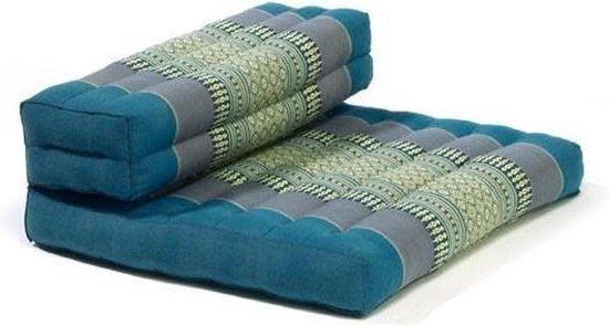 Fine Asianliving Thais Kussen Meditatie Mat Yoga Blok Uitklapbaar 50x75x12cm Kapok Blauw Meditatie Mat Matras