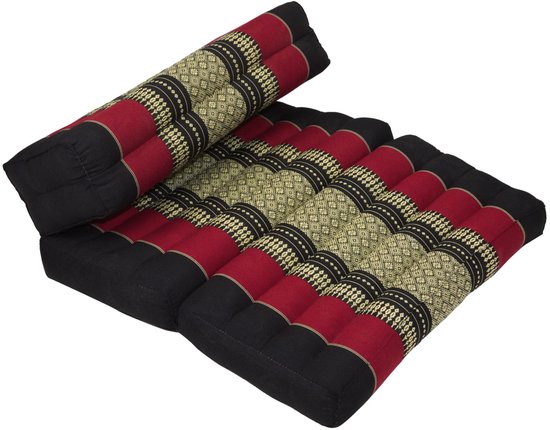 Fine Asianliving Thais Kussen Meditatie Mat Yoga Blok Uitklapbaar 50x75x12cm Kapok Rood Meditatie Mat Matras