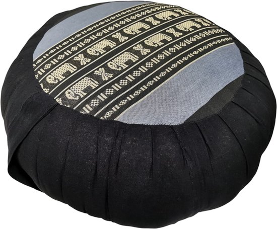 Fine Asianliving Thais Kussen Meditatie Zitkussen Rond Zafu D40xH17cm Zwart Olifanten Meditatie Mat Matras van Fine Asianliving