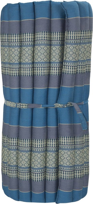 Fine Asianliving Thais Kussen Meditatiekussen Meditatie Mat Matras Fine Asianliving Thaise Meditatiemat Vloerkussen 80x200cm Oprolbaar Blauw van Merkloos