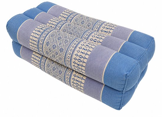 Fine Asianliving Thais Kussen Neksteun Rug Hoofd Meditatie Yoga Blok Blauw Kapok 35x15x10cm Meditatie Mat Matras