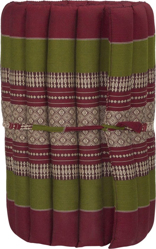 Fine Asianliving Thaise Mat Oprolbaar Matras 190x50x4.5cm Bordeaux Groen Meditatie Mat Matras van Fine Asianliving