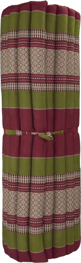 Fine Asianliving Thaise Mat Oprolbaar Matras 200x100x4.5cm Bordeaux Groen Meditatie Mat Matras van Fine Asianliving